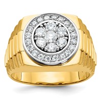 IBGoodman 14K Two-Tone 1 Carat Lab Grown Diamond VS SI+ G+ Complete Satin and Textured Men's Cluster Ring view 1