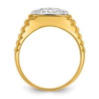 IBGoodman 14K Two-Tone 0.50 Carat Lab Grown Diamond VS SI+ G+ Round Complete Polished Satin and Ribbed Men's Cluster Ring view 2