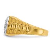 IBGoodman 14K Two-Tone 0.50 Carat Lab Grown Diamond VS SI+ G+ Round Complete Polished Satin and Ribbed Men's Cluster Ring view 3