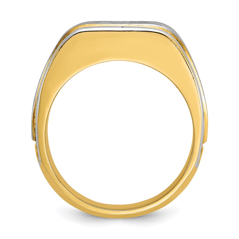 IBGoodman 14k Two-tone 1 carat Lab Grown Diamond VS/SI+ G+ Complete Polished and Satin Men's Ring