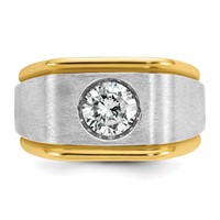 IBGoodman 14K Two-tone 1 Carat Lab Grown Diamond VS SI+ G+ Complete Polished and Satin Men's Ring view 4