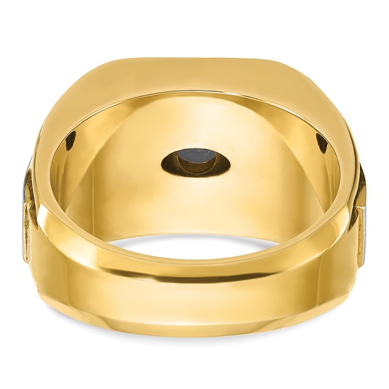 IB Goodman 14k Two-tone Mens Polished and Satin 1 carat Diamond Complete Ring