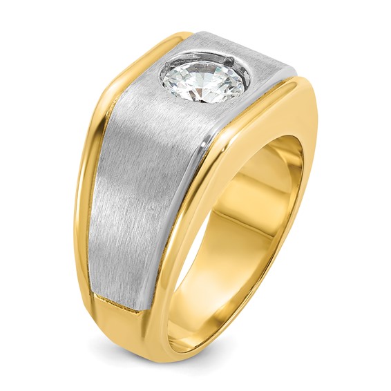 IB Goodman 14k Two-tone Mens Polished and Satin 1 carat Diamond Complete Ring