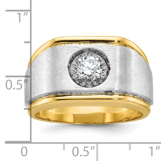 IB Goodman 14k Two-tone Mens Polished and Satin 1 carat Diamond Complete Ring