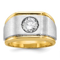 IBGoodman 14K Two-tone 1 Carat Lab Grown Diamond VS SI+ G+ Complete Polished and Satin Men's Ring view 1