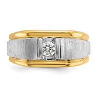 IBGoodman 14K Two-tone 0.25 Carat Lab Grown Diamond VS SI+ G+ Complete Polished and Satin Men's Ring view 4