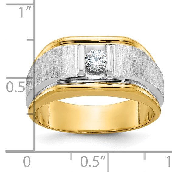 IB Goodman 14k Two-tone Mens Polished and Satin 1/4 carat Diamond Complete Ring