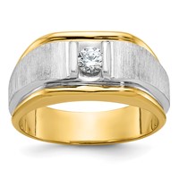 IBGoodman 14K Two-tone 0.25 Carat Lab Grown Diamond VS SI+ G+ Complete Polished and Satin Men's Ring view 1