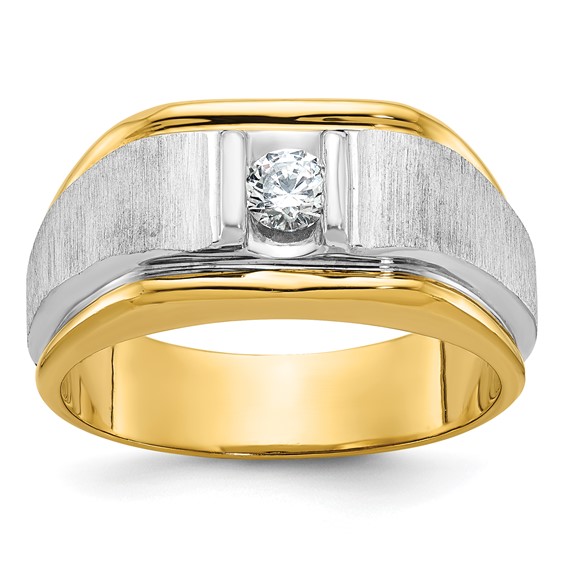 IBGoodman 14k Two-tone 1/4 carat Lab Grown Diamond VS/SI+ G+ Complete Polished and Satin Men's Ring
