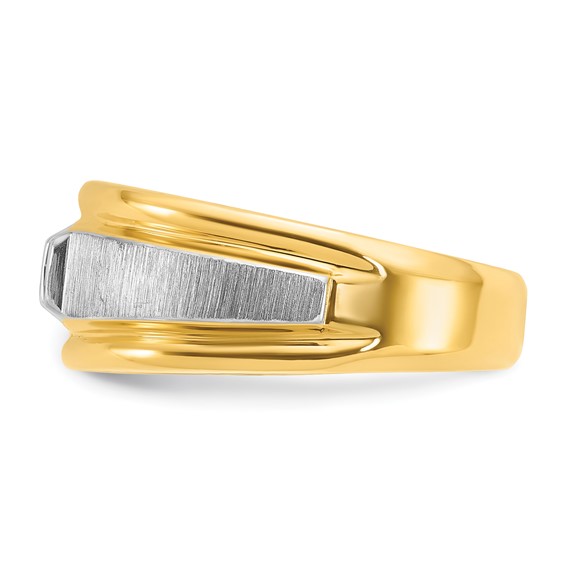 IB Goodman 14k Two-tone Mens Polished and Satin 1/4 carat Diamond Complete Ring