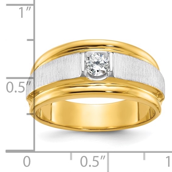 IB Goodman 14k Two-tone Mens Polished and Satin 1/4 carat Diamond Complete Ring