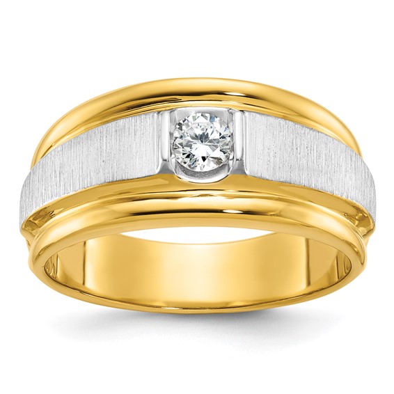 IB Goodman 14k Two-tone Mens Polished and Satin 1/4 carat Diamond Complete Ring