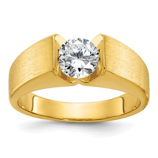 Men's YG Diamond Solitaire Ring with Soft Satin Finish