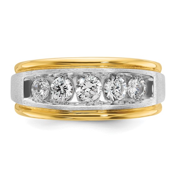 14k Two-tone IBGoodman Men's Satin Finish Lab Grown VS/SI+ G+ Dia Complete