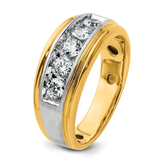 14k Two-tone IBGoodman Men's Satin Finish Lab Grown VS/SI+ G+ Dia Complete