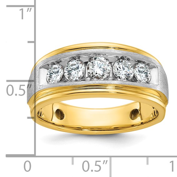 14k Two-tone IBGoodman Men's Satin Finish Lab Grown VS/SI+ G+ Dia Complete