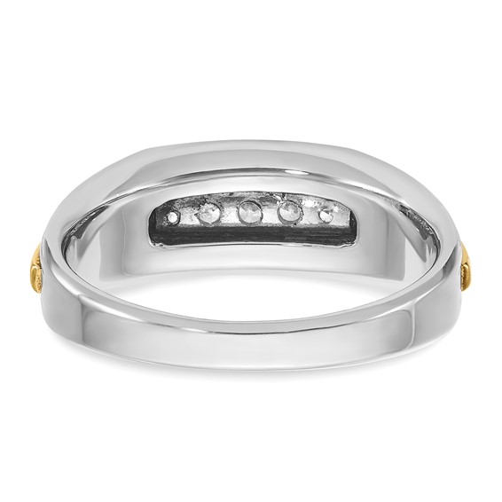 IBGoodman 14k Two-tone Men's Polished and Grooved 5-Stone 1/4 Carat AA Quality Diamond Ring