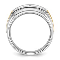 IBGoodman 14K Two-tone Polished Satin and Grooved Five Stone Men's Ring Mounting view 2