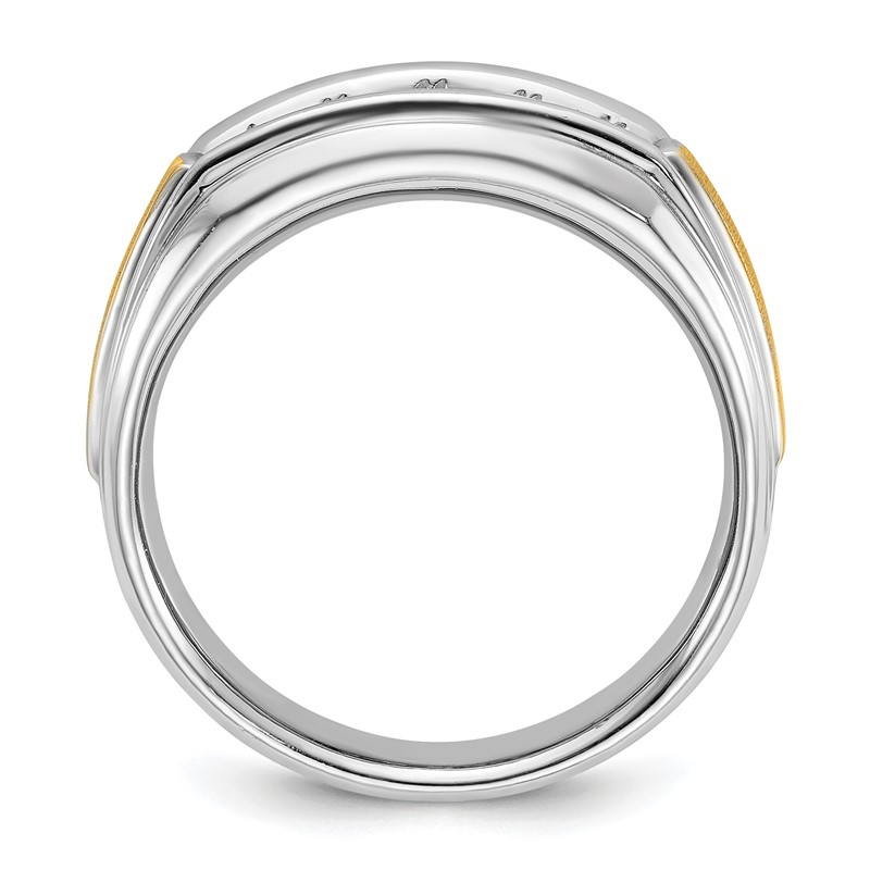 IBGoodman 14k Two-tone 1/2 carat Lab Grown Diamond VS/SI+ G+ Complete Polished Satin and Grooved Five Stone Men's Ring