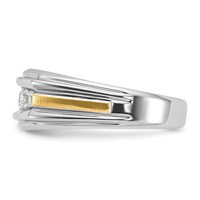 IBGoodman 14K Two-tone 0.50 Carat Lab Grown Diamond VS SI+ G+ Complete Polished Satin and Grooved Five Stone Men's Ring view 3
