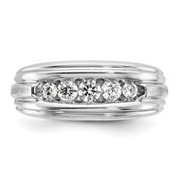 IBGoodman 14K Two-tone Polished Satin and Grooved Five Stone Men's Ring Mounting view 5