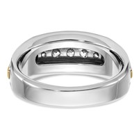 IBGoodman 14K Two-tone 0.50 Carat Lab Grown Diamond VS SI+ G+ Complete Polished Satin and Grooved Five Stone Men's Ring view 5