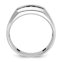 IBGoodman 14K White Gold 0.25 Carat Lab Grown Diamond VS SI+ G+ Complete Polished Satin and Grooved Five Stone Men's Ring view 2