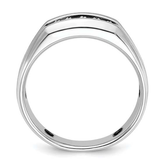 IBGoodman 14k White Gold Men's Polished Satin and Grooved 5-Stone 1/4 Carat AA Quality Diamond Ring