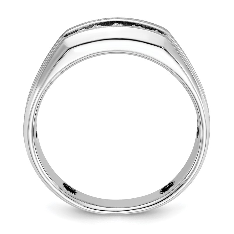 IBGoodman 14k White Gold 1/4 carat Lab Grown Diamond VS/SI+ G+ Complete Polished Satin and Grooved Five Stone Men's Ring