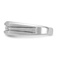 IBGoodman 14K White Gold 0.25 Carat Lab Grown Diamond VS SI+ G+ Complete Polished Satin and Grooved Five Stone Men's Ring view 3