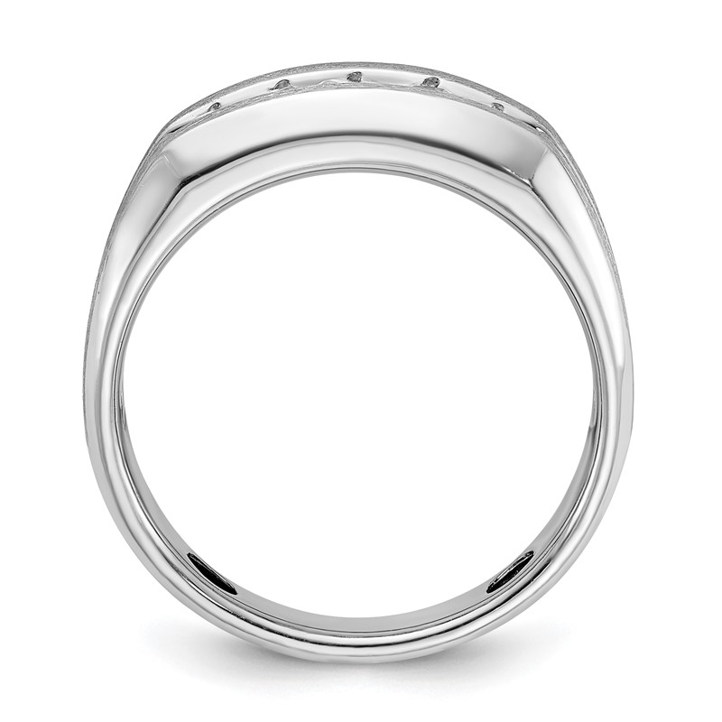 IBGoodman 14k White Gold 1/2 carat Lab Grown Diamond VS/SI+ G+ Complete Satin and Grooved Five Stone Men's Ring