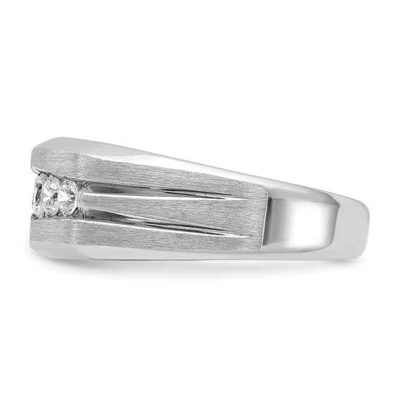 IBGoodman 14k White Gold 1/2 carat Lab Grown Diamond VS/SI+ G+ Complete Satin and Grooved Five Stone Men's Ring