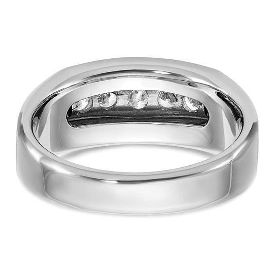 IBGoodman 14k White Gold 1/2 carat Lab Grown Diamond VS/SI+ G+ Complete Satin and Grooved Five Stone Men's Ring