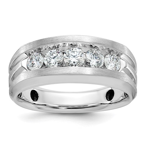 IBGoodman 14K White Gold 1 Carat Lab Grown Diamond VS SI+ G+ Complete Satin Men's Ring