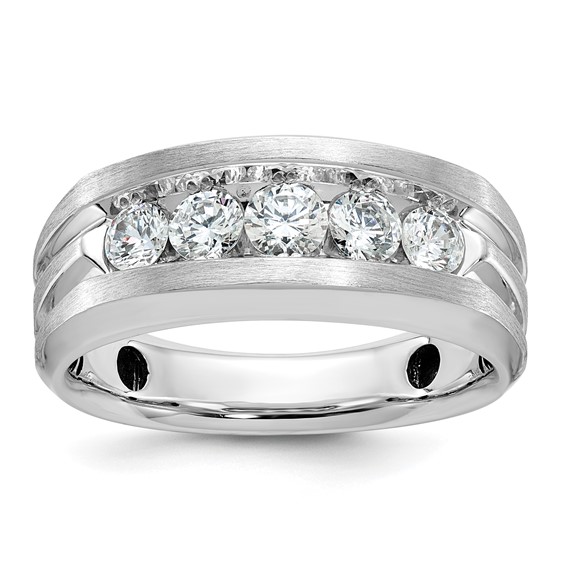 IBGoodman 14k White Gold 1 carat Lab Grown Diamond VS/SI+ G+ Complete Satin Men's Ring
