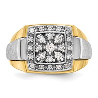 IBGoodman 14K Two Tone 0.50 Carat Lab Grown Diamond VS SI+ G+ Complete Polished and Satin Cluster Ring view 4