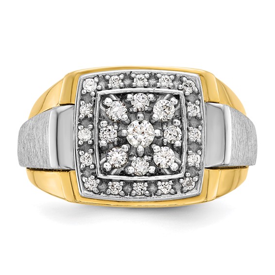 IBGoodman 14k Two Tone 1/2 carat Lab Grown Diamond VS/SI+ G+ Complete Polished and Satin Cluster Ring