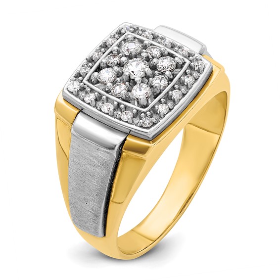 IBGoodman 14k Two Tone 1/2 carat Lab Grown Diamond VS/SI+ G+ Complete Polished and Satin Cluster Ring