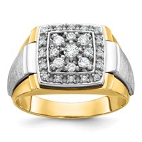 IBGoodman 14K Two Tone 0.50 Carat Lab Grown Diamond VS SI+ G+ Complete Polished and Satin Cluster Ring view 1