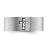 IBGoodman 14K White Gold 0.05 Carat Lab Grown Diamond VS SI+ G+ Complete Satin Cross Men's Ring view 4