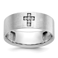 IBGoodman 14K White Gold 0.05 Carat Lab Grown Diamond VS SI+ G+ Complete Satin Cross Men's Ring view 1
