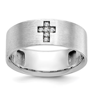 10k White Gold IBGoodman Men's Satin Cross Ring Mounting