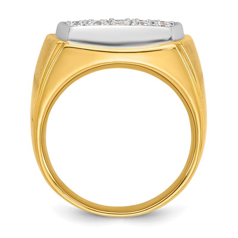 IBGoodman 14k Two Tone 1 3/4 carat Lab Grown Diamond VS/SI+ G+ Complete Men's Polished and Satin Cluster Ring