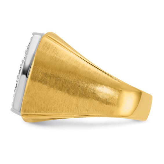 IBGoodman 14k Two Tone 1 3/4 carat Lab Grown Diamond VS/SI+ G+ Complete Men's Polished and Satin Cluster Ring