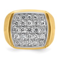 IBGoodman 14K Two Tone 1.75 Carat Lab Grown Diamond VS SI+ G+ Complete Men's Polished and Satin Cluster Ring view 4
