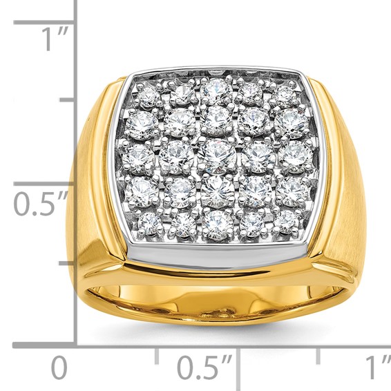 IBGoodman 14k Two Tone 1 3/4 carat Lab Grown Diamond VS/SI+ G+ Complete Men's Polished and Satin Cluster Ring
