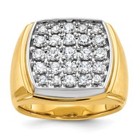 IBGoodman 14K Two Tone 1.75 Carat Lab Grown Diamond VS SI+ G+ Complete Men's Polished and Satin Cluster Ring view 1