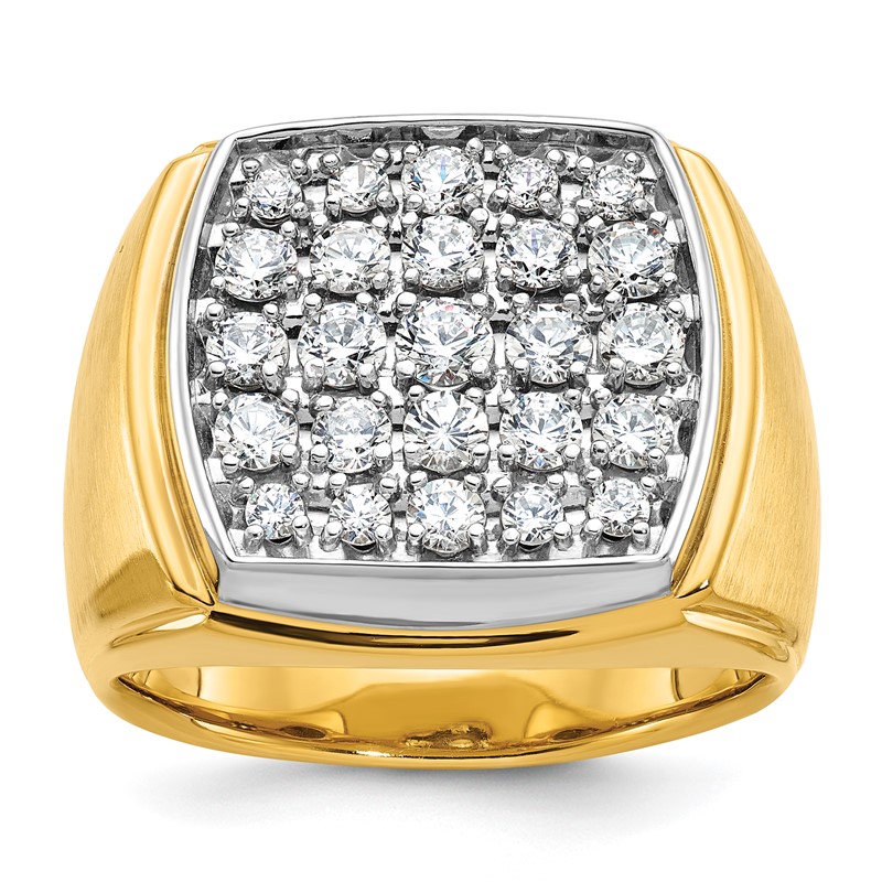 IBGoodman 14k Two Tone 1 3/4 carat Lab Grown Diamond VS/SI+ G+ Complete Men's Polished and Satin Cluster Ring