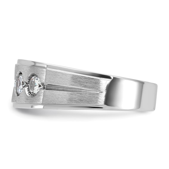 IB Goodman 14k White Gold Mens Polished and Satin 1 carat Diamond Complete Ring