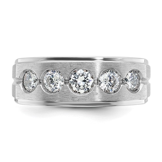IB Goodman 14k White Gold Mens Polished and Satin 1 carat Diamond Complete Ring